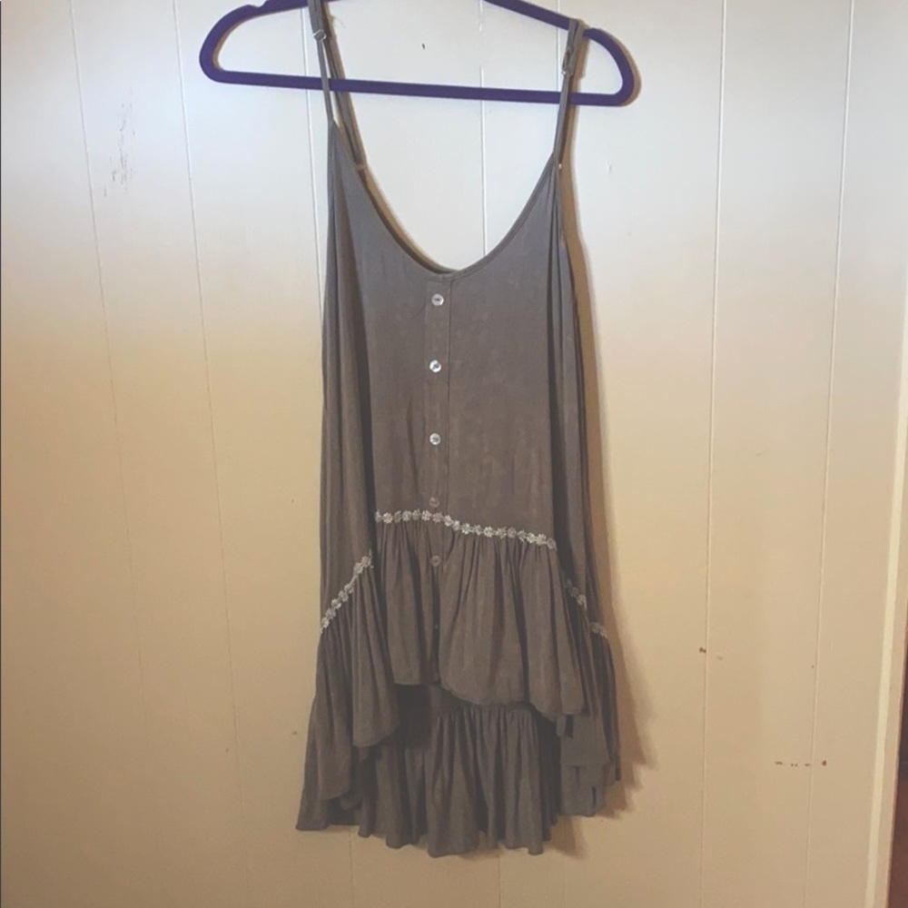 Army green long tank top